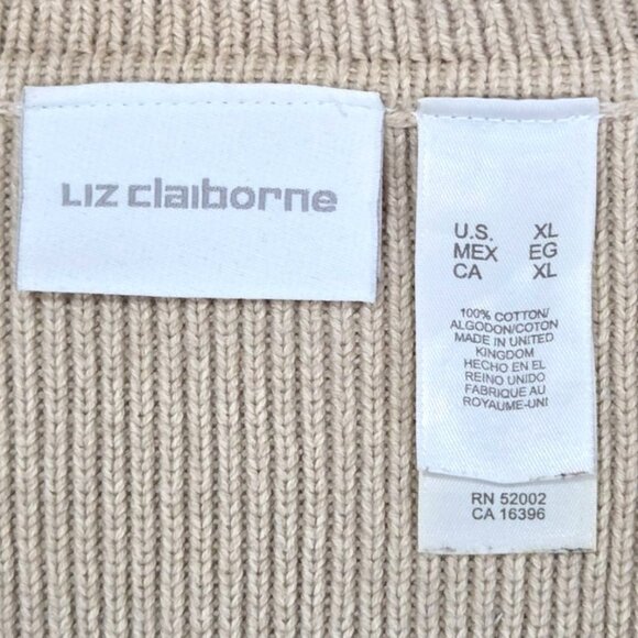 Liz Claiborne Beige Cotton Toggle Closure Cardigan Sweater XL Womens - Picture 7 of 7